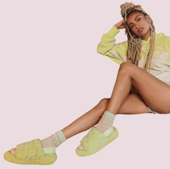 UGG Fluff Yeah Slide in Pollen Poppy Green 12 - Picture 2 of 7